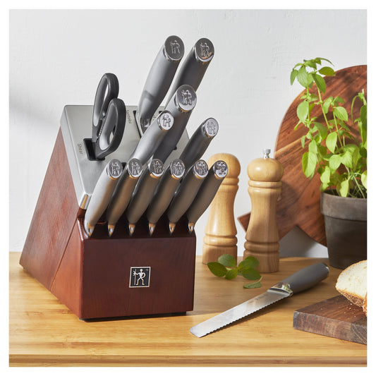 HENCKELS Modernist 14 Piece Knife Block Set, Brown