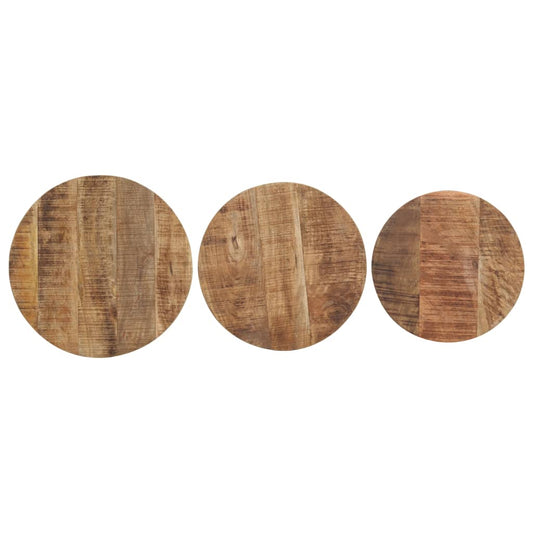 NNEVL Side Tables 3 pcs Rough Mango Wood